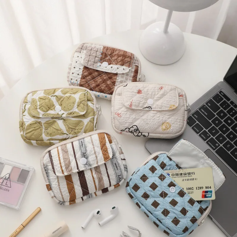 Women's Coin Purses Japanese Striped Polka Dot Cute Kawaii Sweet Coin Purses Compact Portable High Quality Card Key Storage Bag