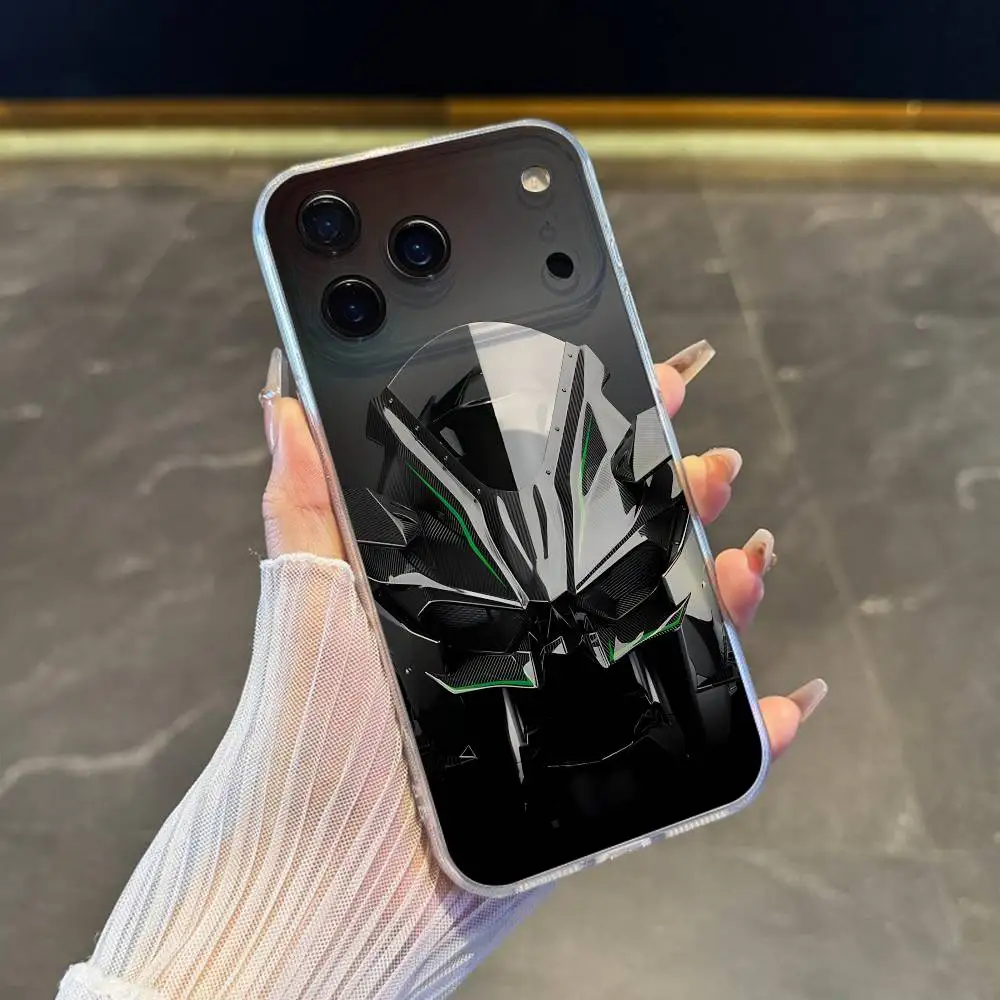 حافظة هاتف رائعة للدراجات النارية H2R K-Kawasakies-S iPhone 17,16,15,14,13,12,11 Pro,Max,Plus,X,XS,XR,SE4,E غطاء ناعم شفاف صغير