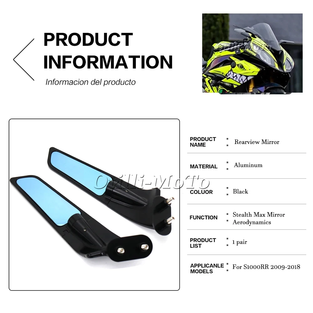 Motorcycle Accessories Side Mirror Modified Wind Wing Adjustable Rotating Rearview Mirror For BMW S1000RR s1000rr 2009-2025