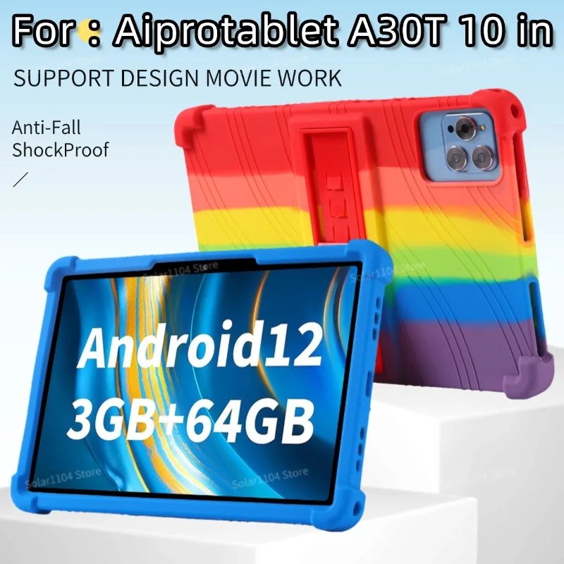 

For Aiprotablet A30T 10 inch Android15 Tablet Case Soft Silicone Shockproof Adjustable Stand Case Case