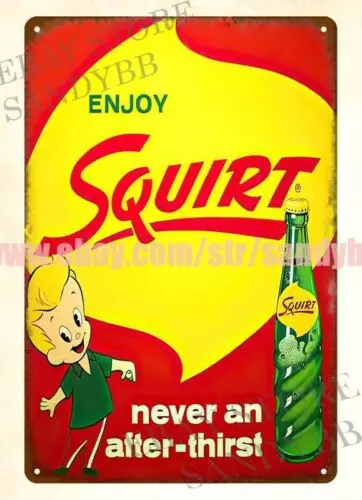 ENJOY SQUIRT SODA POP letrero de metal para pared exterior de casa