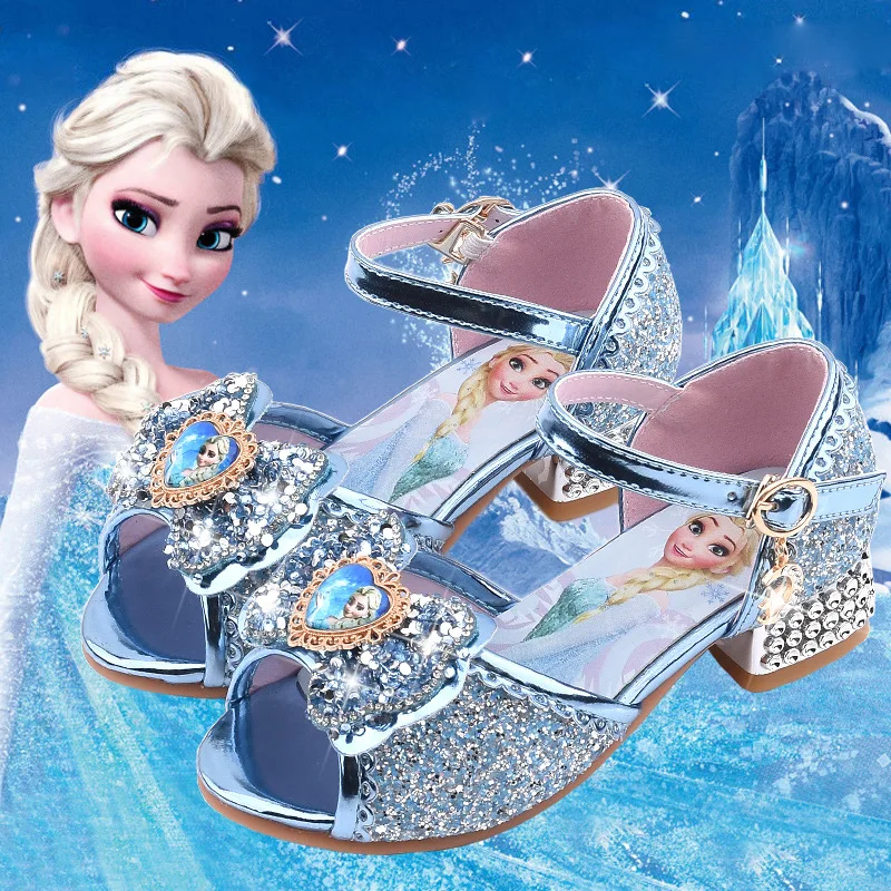 Neue Mädchen Sandalen gefroren 2 Elsa Prinzessin Schuhe kleine Mädchen Kristall Schuhe Kinder High Heels Party Laufsteg Show Schuhe