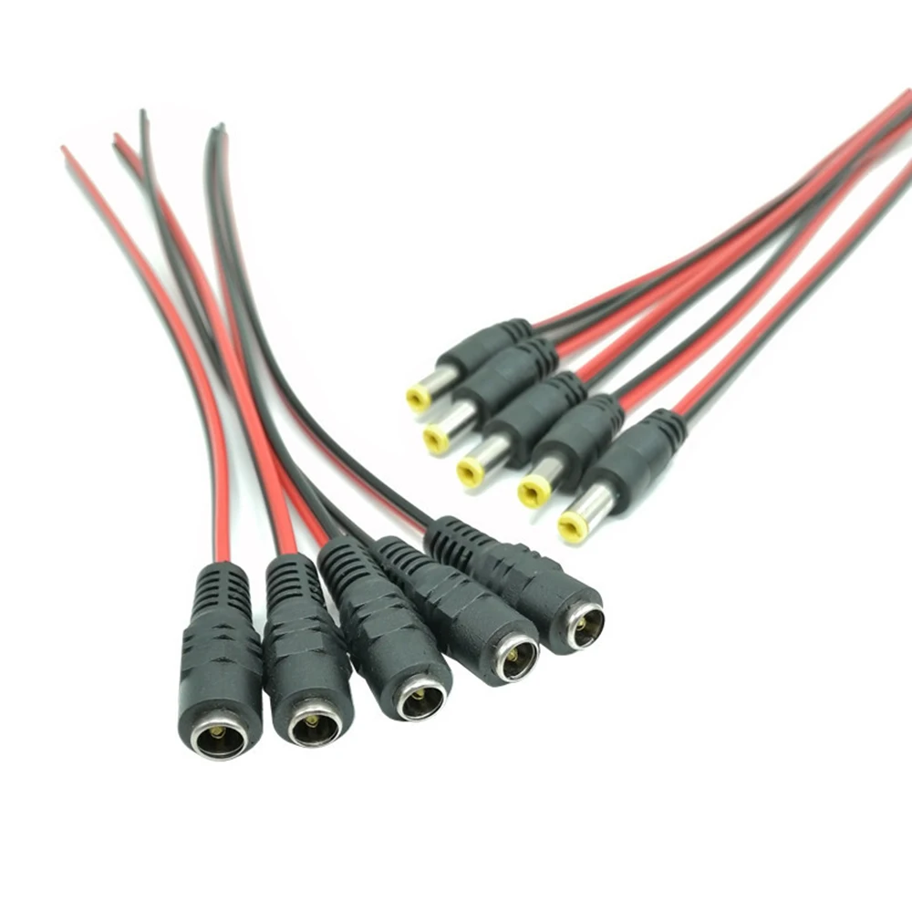 

5pcs 10pcs 5.5x2.1 mm Male Female Plug 12V DC Power Pigtail Cable Jack for CCTV Camera Connector Tail Extension 24V DC Wire