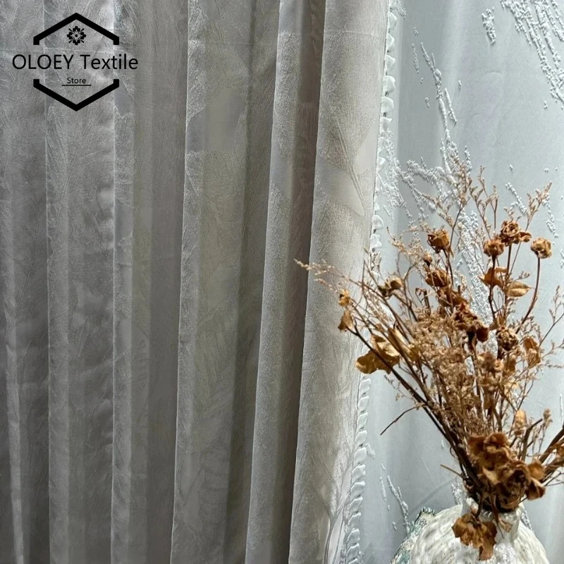 Custom Luxury Champagne Lace Thickened Blackout Curtains for Living Room Bedroom French Window Balcony Thermal Privacy Drapes