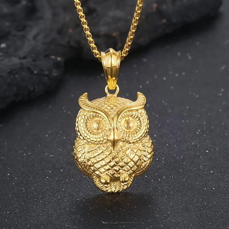 

New oro k Owl Series Stainless Steel Pendant Necklace for Men Onlyfans Gifts Gold Color Accessories Personality Jewelry fnaf