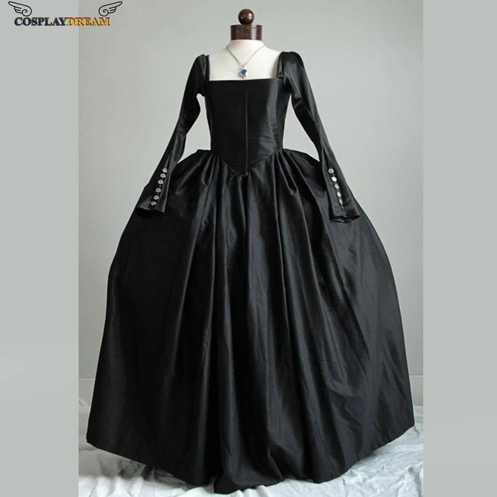 

rococo era mourning dress gown marie antoinette costume black ball dress women retro simple rococo baroque mourning clothes