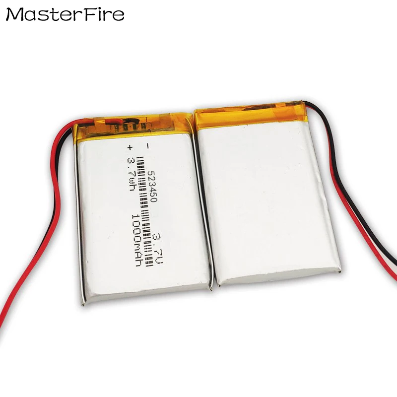 Bateria de polímero de lítio 523450 1000mah 3.7v, 4 unidades, para alto-falante bluetooth relógio inteligente luz led baterias recarregáveis de polímero de lítio