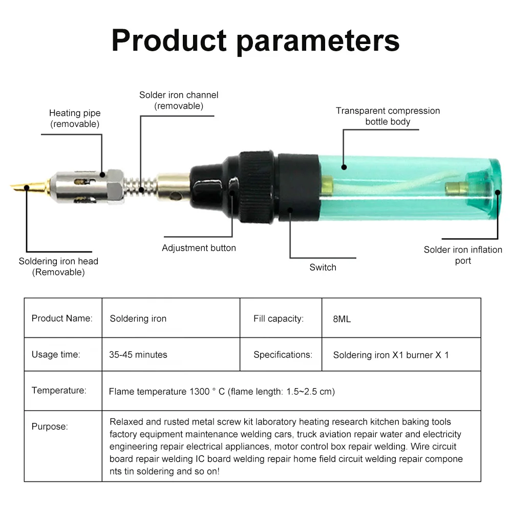 Portatile Alkane Penna di Ferro Torcia Strumento di Saldatura 13 In1 Manico Trasparente Saldatore A Gas Gonfiabile Mini Saldatore Set