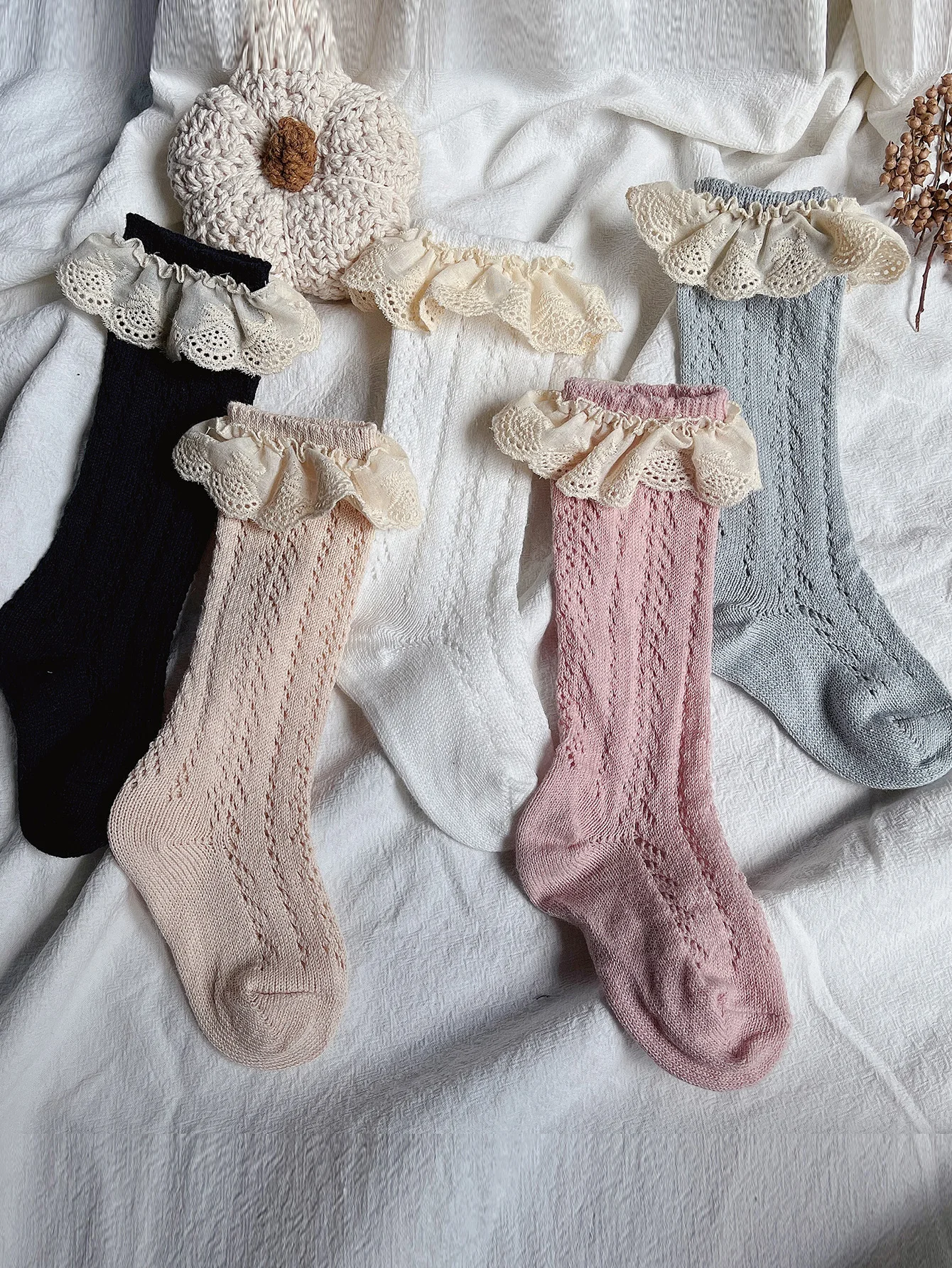 Baby Girls Knee High Socks Long Kids Soft Cotton Lace Stuff Princess Children Sock Ruffle Leg Warmers Cute Girl Socks For 0-8 Y