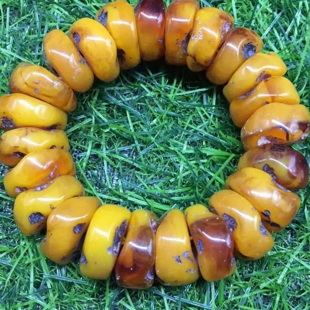 

22mm Natural Mexico Succinum beeswax Amber Beads Bracelet Meditation Calming Christmas Dark Matter Diy Buddhism Cuff Men