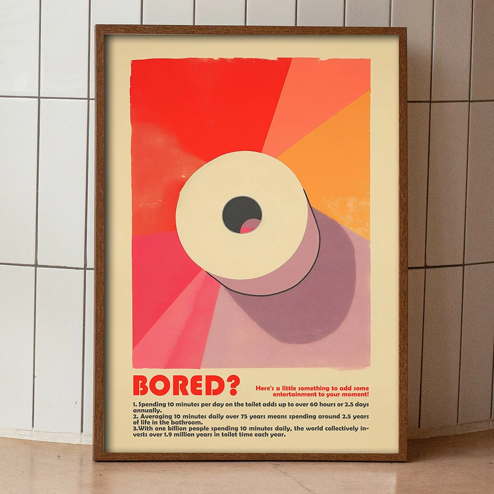 Śmieszne Toalety Sztuka Łazienka Wydruki Gościnne WC Różowy Plakat Maximalistyczne Obrazy Ścienne Retro Biuro Płótno Malarstwo Fototapety