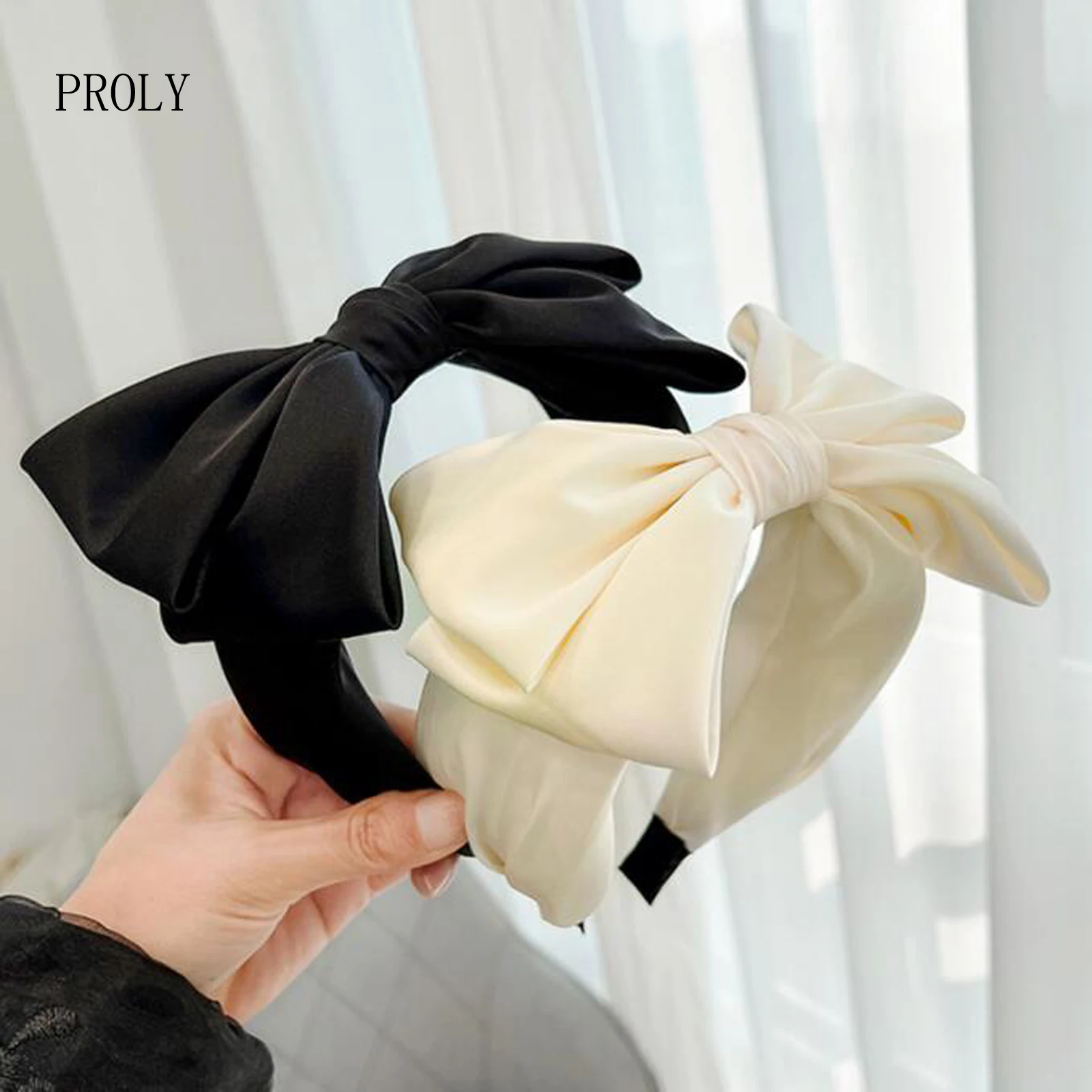 PROLY New Fashion Women Headband Wide Side Big Bowknot Hairband Classic Casual Turban Girls Headwear Hair Accessories