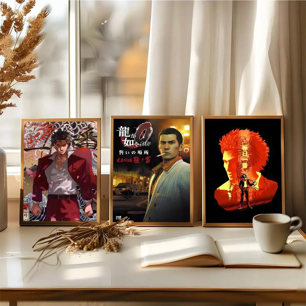 ياكوزا مثل التنين لعبة أنيمي الملصقات لزجة الديكور اللوحة جدار الفن ورق الكرافت الأبيض جدار ديكور