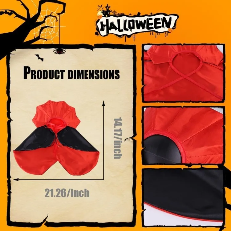 Halloween Pet Cape Costume Vampire Cloak Wizard Outfit Cosplay Apparel Party Costumes for Small Medium Dogs Cats Pet Supplies