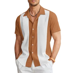Summer Color Block Striped 3D Print Hawaiian Beach Shirts Men Women Fashion Vintage Short Sleeve Shirt Tops Blouse Man Clothing