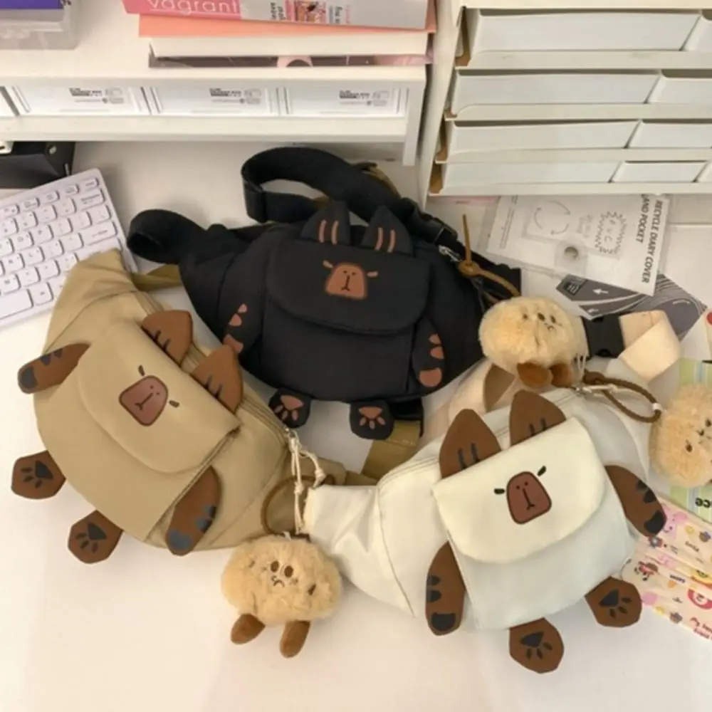 Fashion Sling Bag Capybara Chest Bag PU Leather Crossbody Kapibara Fanny Pack Phone Pack Cute Capibara Waist Packs Travel