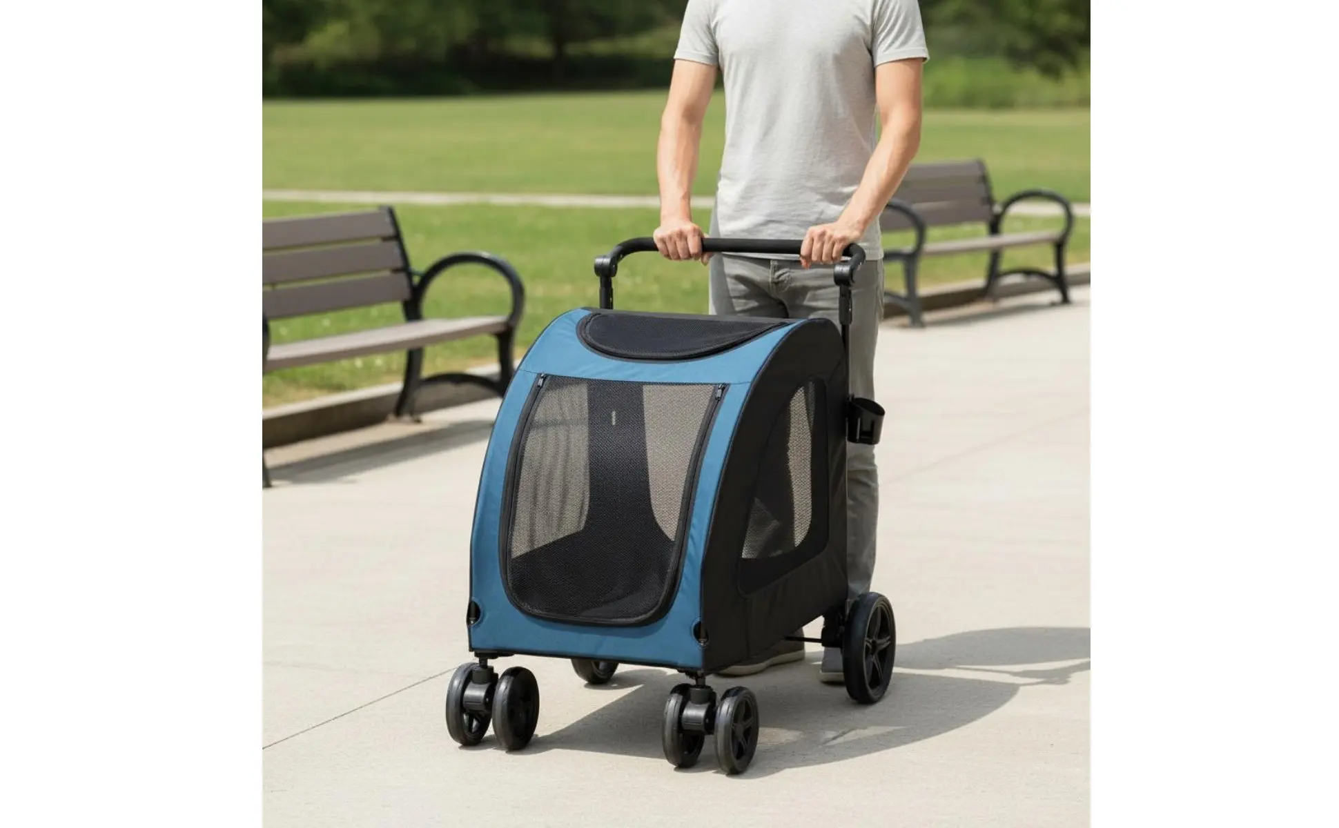 Foldable Dog Stroller Lightweight Feline Stroller Pet Pushcart Large Size Dog Stroller Mesh Sides for Park Foldable Dog Stroller Lightweight Feline Stroller Pet Pushcart Large Size Dog Stroller Mesh Sides for Park
