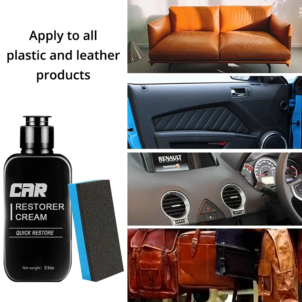 Car Restorer Agent 30/100ml Auto Plastic Leather Refurbishment Washable Interior Refresh Dashboard Surfaces Care Dustproof Tools