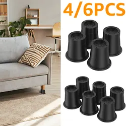 4/6Pcs Heavy Duty Furniture Riser Round Rubber Sofa Riser Supports Up to 6000 lbs Bed Lifts Riser Bed Raising Blocks for Sofa