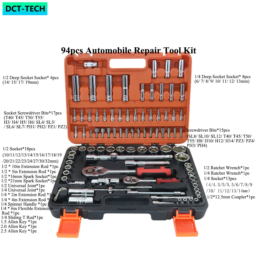 신제품 55/61/78/82/94/158개/세트 자동차 수리 도구 키트 소켓 세트 자동차 수리 도구 라쳇 토크 렌치 자동차 수리 도구 세트