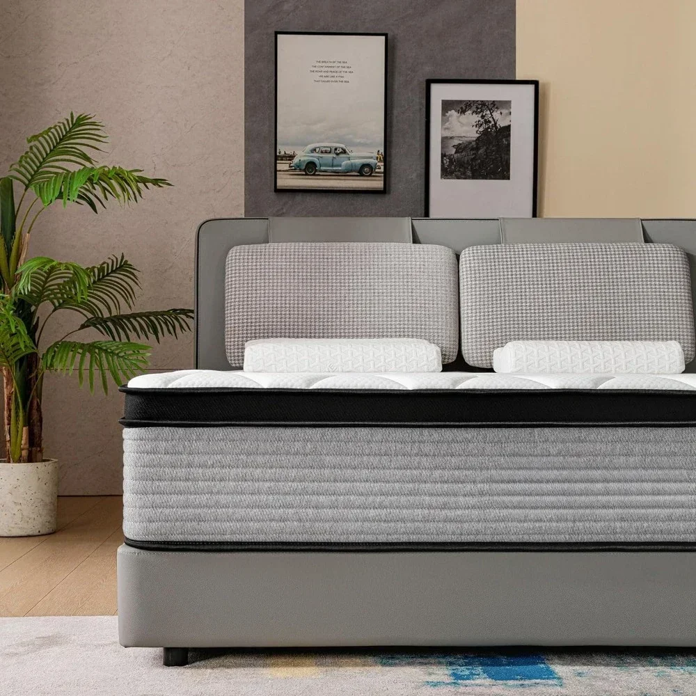 Hybrid Queen Size Mattress in a Box,Quality Comfort and Adaptive Support Breathable Cooling Queen Mattress