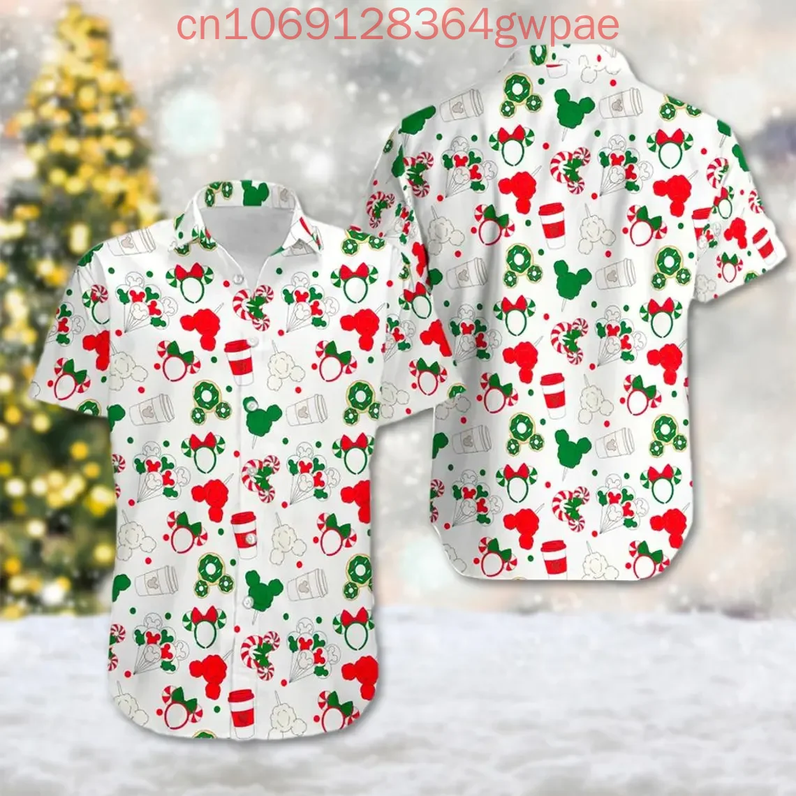 Disney Mickey Mouse Christmas Hawaiian Shirts Men Women Casual Beach Shirt Kids Shirt Short Sleeve Button Up Shirt