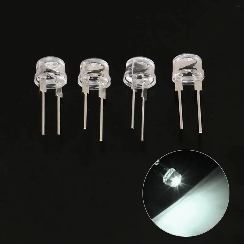 

20Pcs LED 8mm Straw Hat Lamp Bead White Cold Light 0.75W Big chips F8MM Hight Power Light-emitting Diode