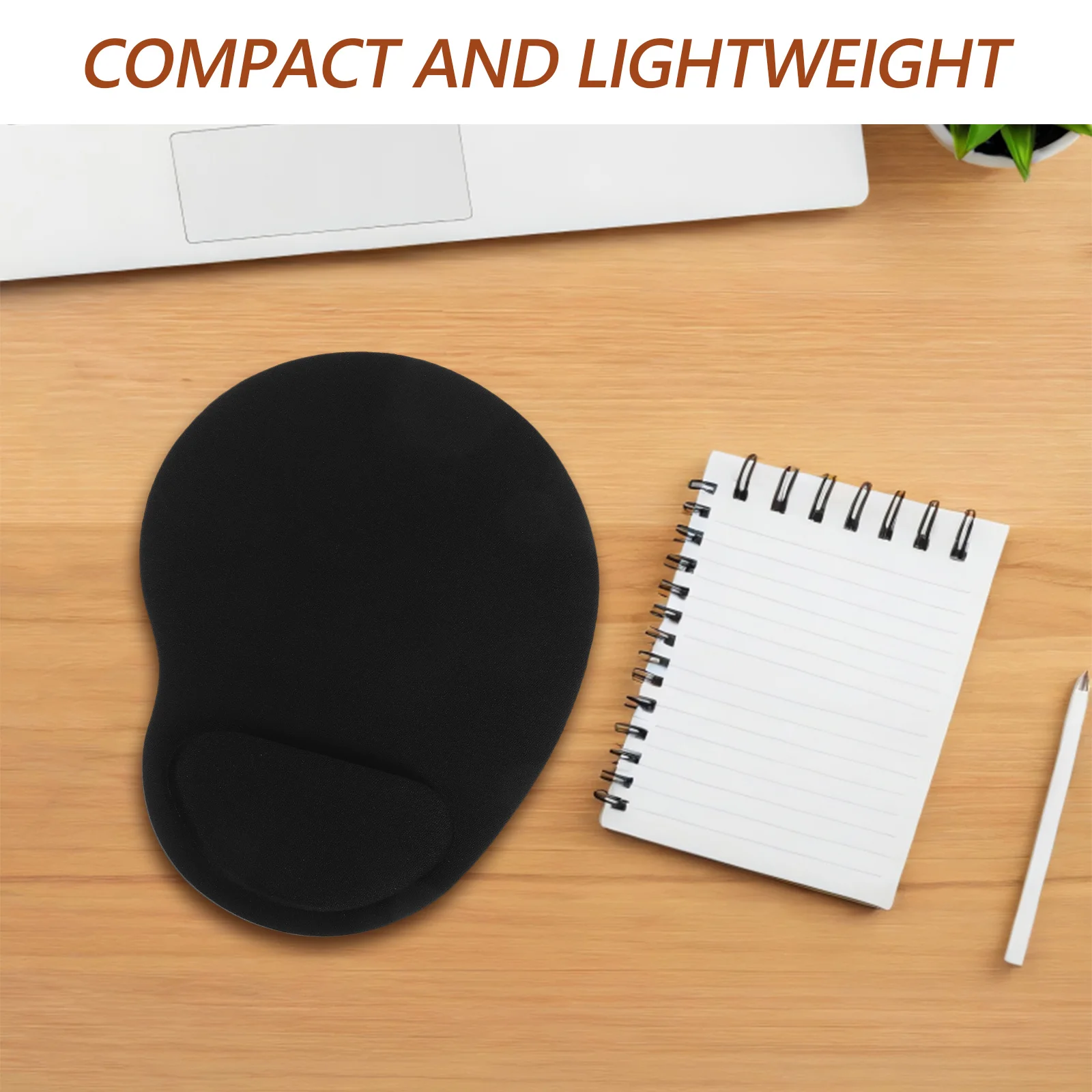 Alas Mouse Komputer Anti Selip Hitam dengan Penyangga Pergelangan Tangan Silikon Ergonomis untuk Kantor, Rumah, Perjalanan, dan Gaming