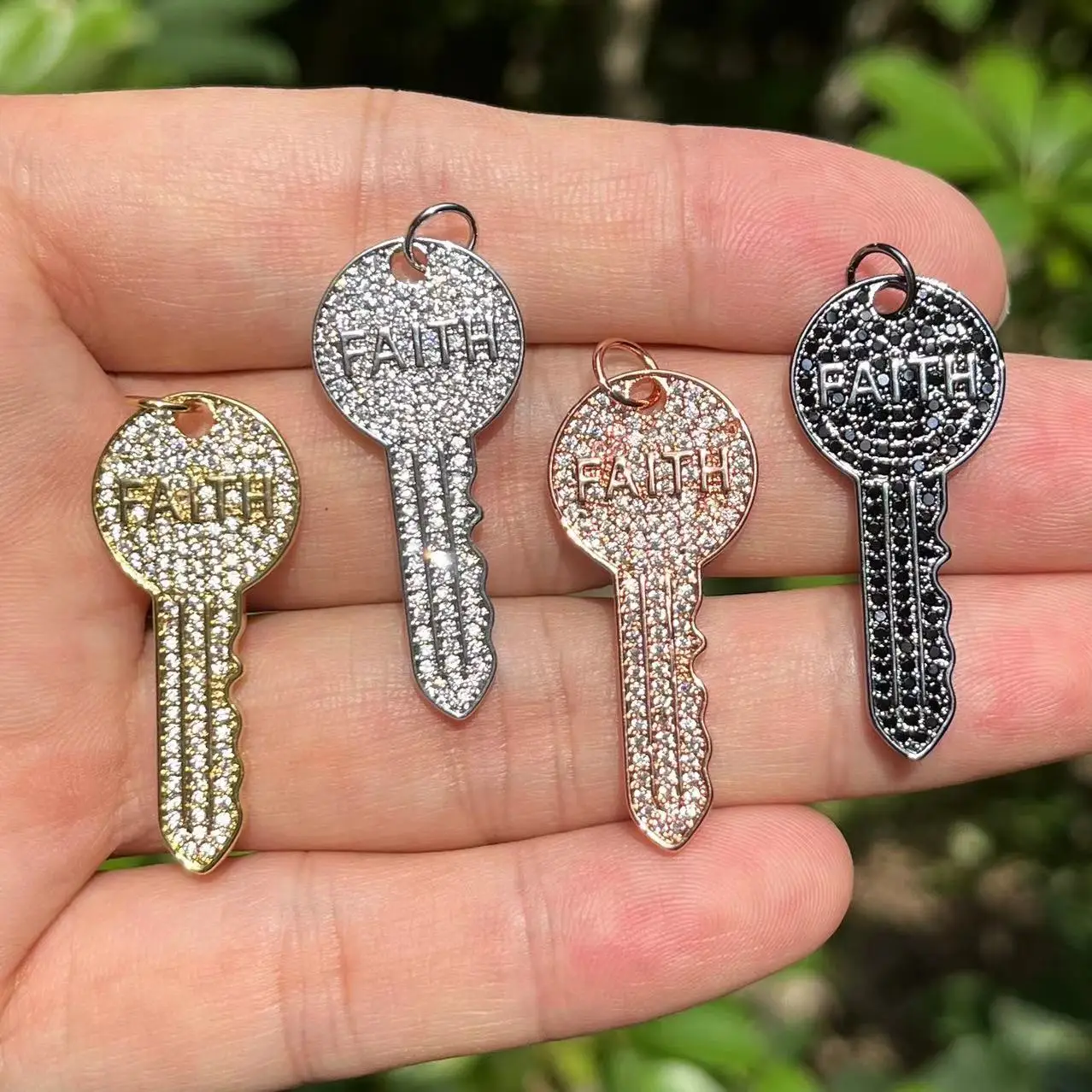 

5pcs Bling Faith Key Charms for Bracelets Bangle Jewelry Stack Pendant 2023