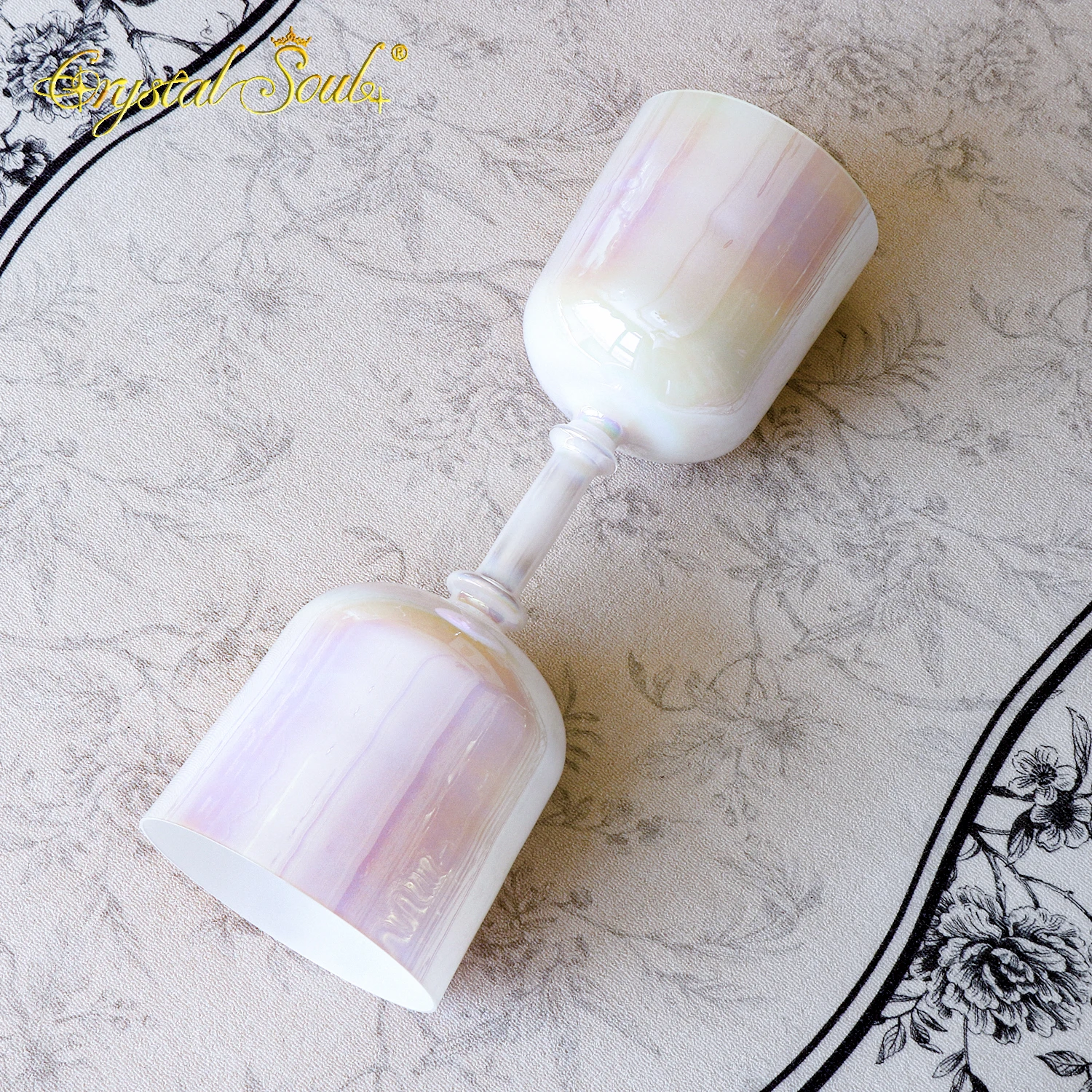 Crystal Soul 432Hz A# F# Aurora Milk White Double Headed Alchemy Holy Grail Crystal Singing Bowl