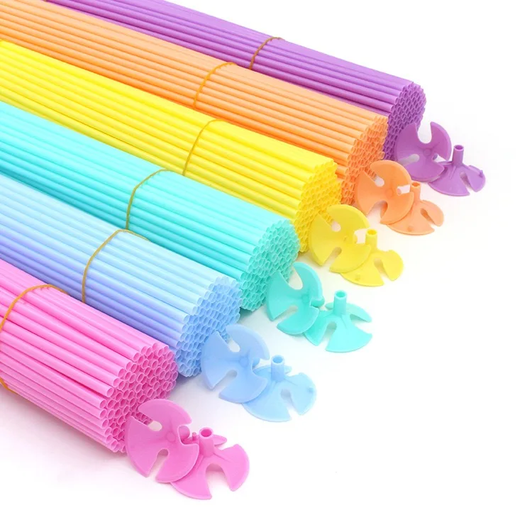 42cm Macaron color balloon holder rod holder rod Aluminum film balloon fitting clear color rod drag rod snap