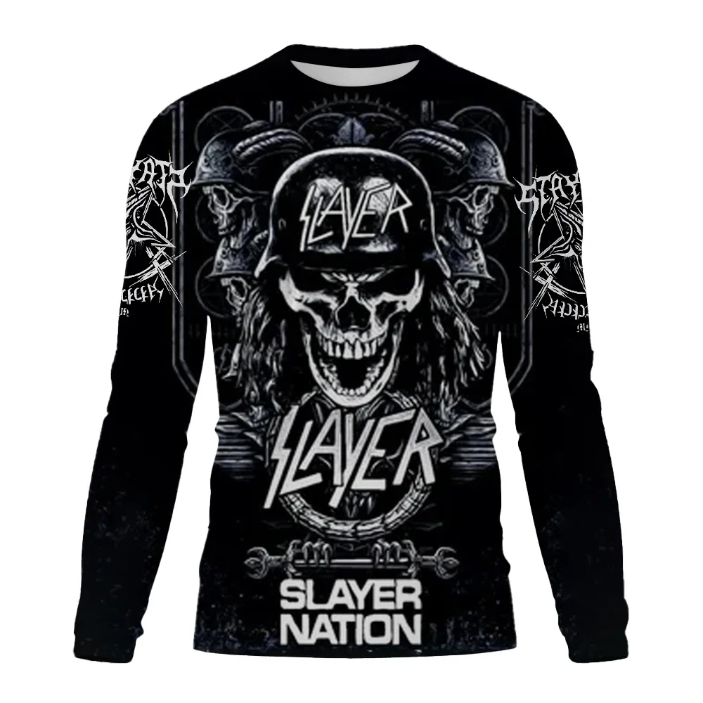 

New Men's Long sleeved hoodie Men O Neck terror Skull 3D Printed Street Trend Harajuku Style Hip Hop Clothing Sweatshirt Tops