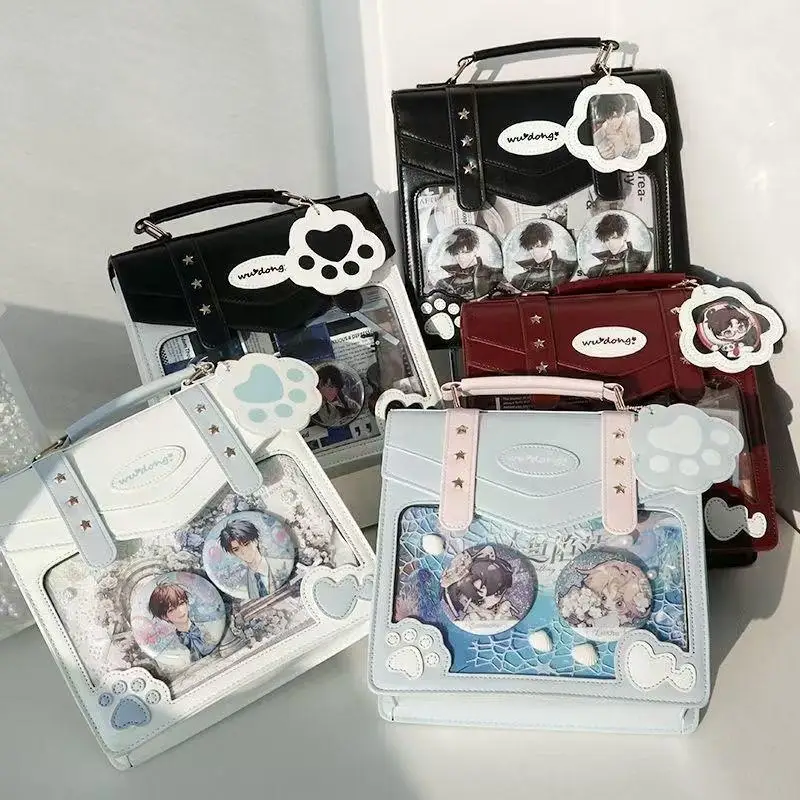 

Original Daily Versatile Transparent Crossbody Bag Women's Double oulder Tee Bas 【Bear Governor】 Cartoon PU Soft Casual