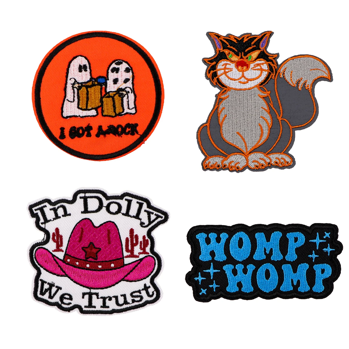 Halloween Ghost Patch Denim Sticker, Quote Cloth Stickers, Cat Adventure Patch, Saco de chapéu, Patches de tecido fofos