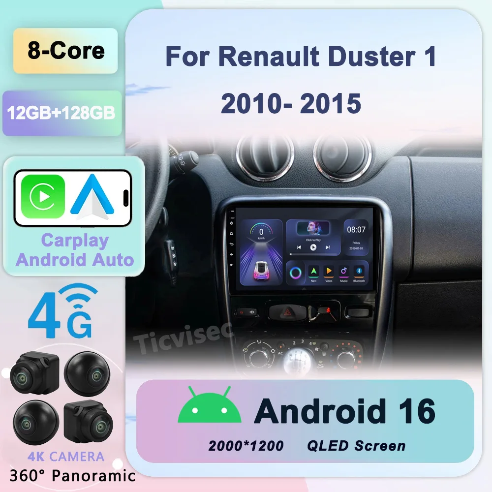 

2 din Android 16 Car Radio Multimedia Video Player For Renault Duster 1 2010- 2015 Carplay dvd Autoraido Navigation GPS