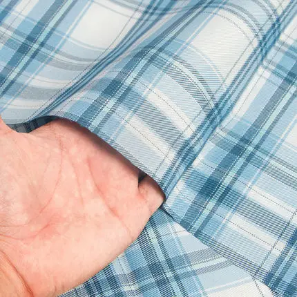 Plaid Fabric for Jk Uniform Pleated Skirt Dress Clothes Sewing Diy Fabrics Grid Textile By The Half Meter Polyester Cotton Blue