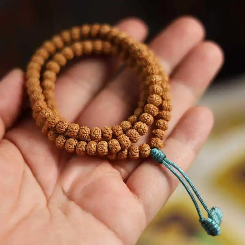 Five-Petal Small Rudraksha Seed Bracelet, Universal Buddhist Prayer Beads