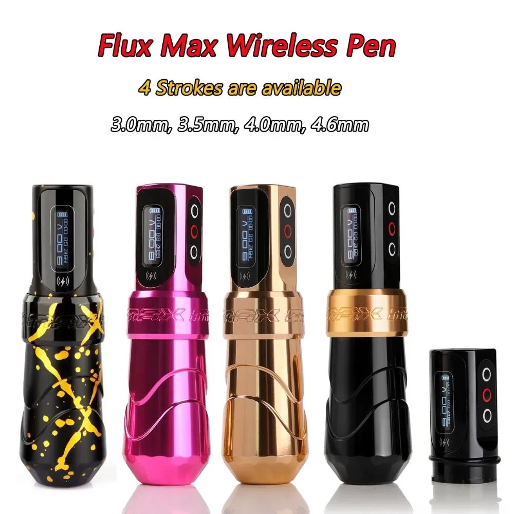 

Flux Max Wireless Tattoo Machine Cartridge Pen Coreless Motor 2400mAh LED Dispaly Battery For Artists 3.0/3.5/4.0/4.6mm Stroke