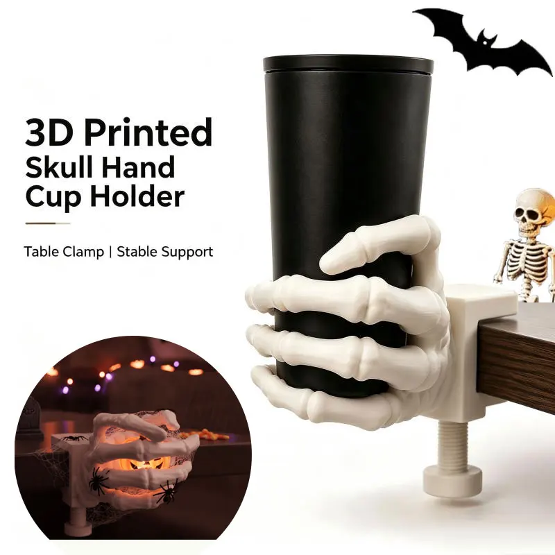 1/2pcs Bone Drink Rack Clamping Skeleton Cup Holder, Adjustable Sturdy Desk Edge Clamp Creative 3D Printed Mug Stand Office