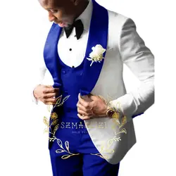 Mens Suits 3 Piece Formal Wedding Best Man Shawl Lapel Groom Tuxedos for Prom Groomsmen Suits For Men 2024 (Blazer+Vest+Pant)