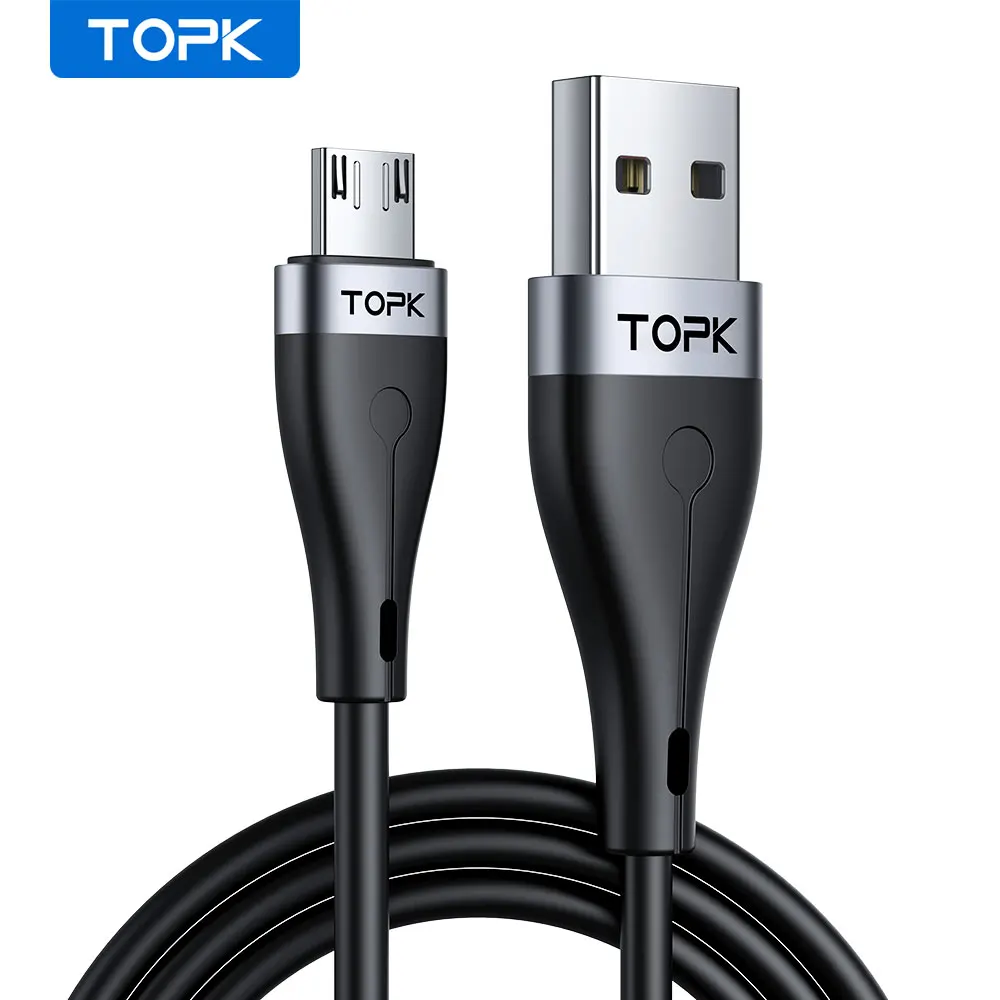 TOPK AN46 Micro USB Cable Fast Charging for Samsung Xiaomi Huawei Realme OPPO Android Mobile Phone USB Data Wire Cord 1M