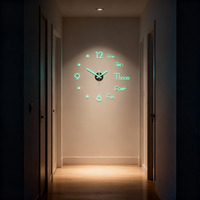 3D DIY Digital Clock Luminous Wall Clock Frameless Acrylic Wall Stickers Mute Clock for Living Room Bedroom Office Wall Decor
