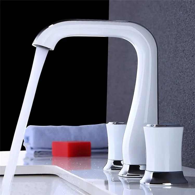 Noble split basin faucet with dual handles and dual control console