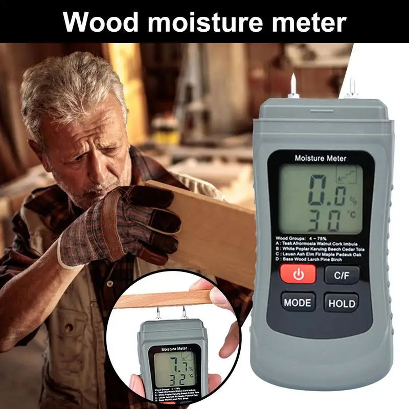 Firewood Moisture Meter Precise Digital Humidity Meter Digital Moisture Meter Versatile Temperature Humidity Monitor Moisture