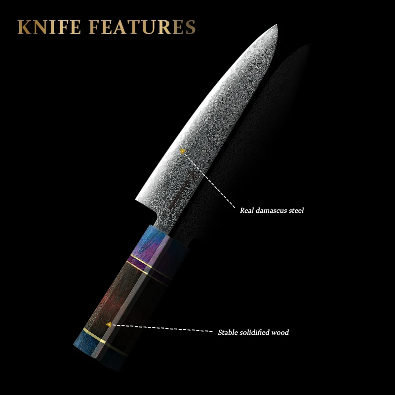 Grandsharp Damascus Steel Chef Knife Japanese Kitchen Knives Santoku Petty Utility Cleaver Slicing Tools Cutlery Cookware