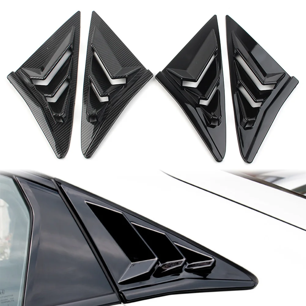 1Pair Car Rear Side Vent Window Louver Cover Decoration Trims For Honda Civic Hatchback 2016 2017 2018 2019 2020 2021