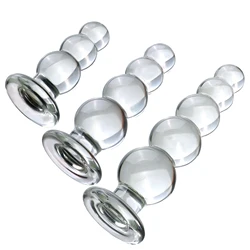 3 Sizes Big Ball Pyrex Glass Anal Dildos Butt Plug Crystal Vagina Beads Fake Penis Female Masturbate Adult Sex Toys Women Men