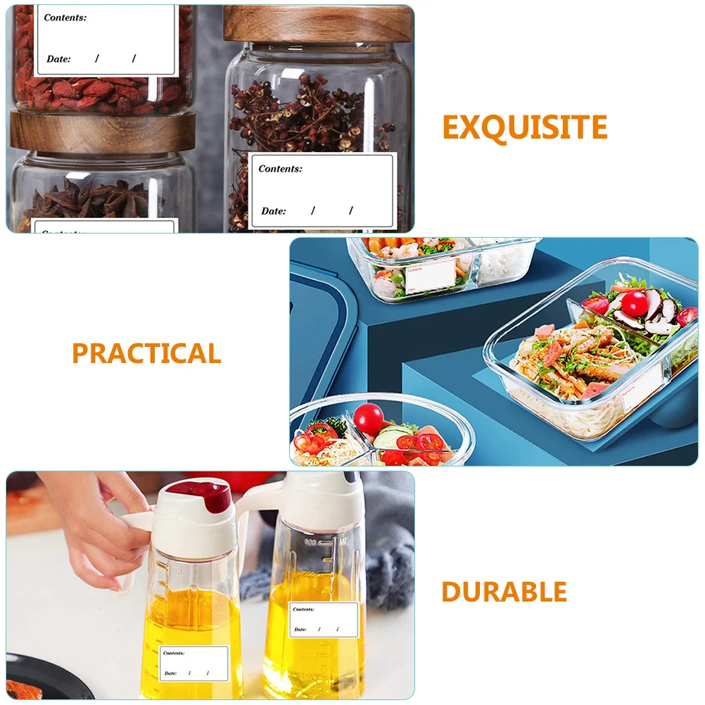 200 Pcs Food Labels Date Stickers Fridge Removable for Containers Storage Bin Buffet