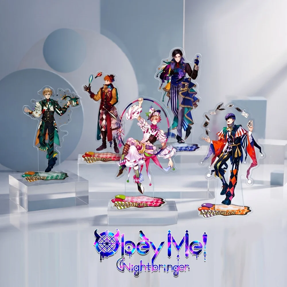Obey Me Nightbringer Chaveiro de Acrílico com Suporte 2026 Novo Amadeus Leviathan Satan Mammon Asmodeus Figura de Mesa Gótica Sombria de Circo
