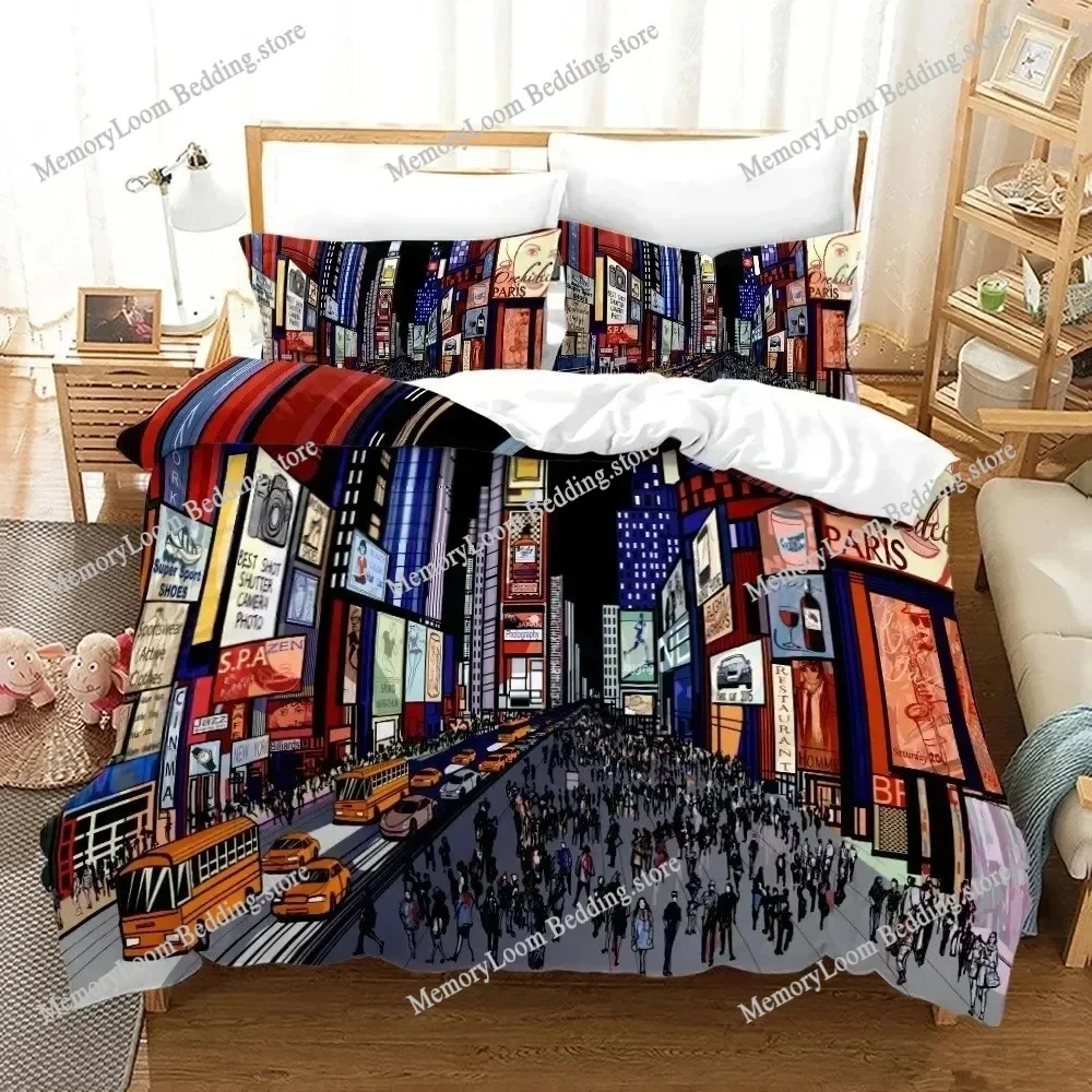 

Fashion Trend Modern New York City Night View Bedding Set Single/Twin Size Duvet Cover 3D Print Stylish Soft Home Textile Set